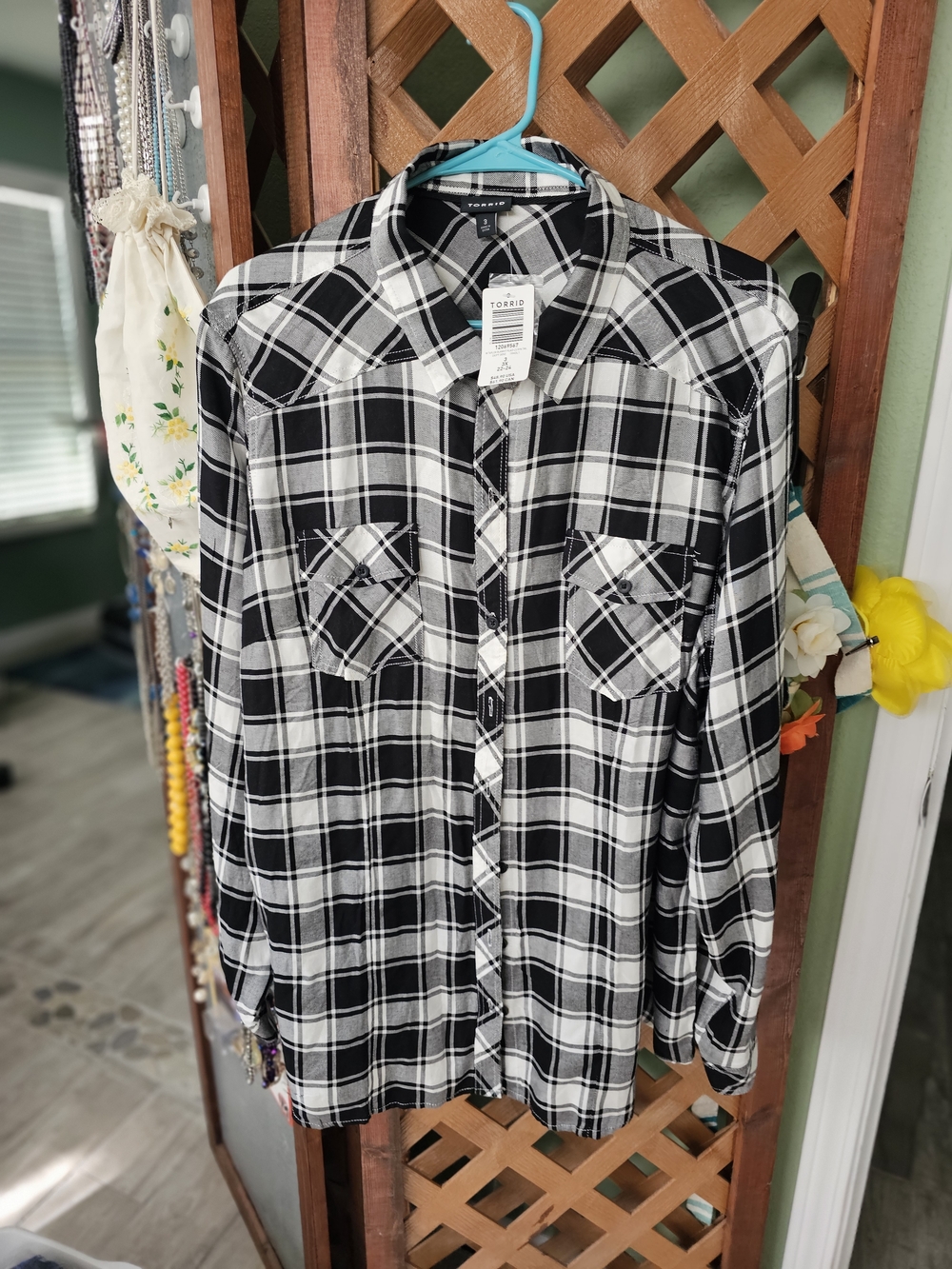torrid Black & White Plaid Button-Down Shirt